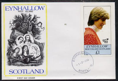 Eynhallow 1982 Princess Di's 21st Birthday imperf souvenir sheet (£1 value) on special cover with first day cancels