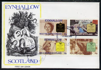 Eynhallow 1985 Life & Times of HM Queen Mother perf sheetlet of 4 values on special cover with first day cancels