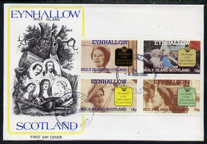 Eynhallow 1985 Life & Times of HM Queen Mother perf sheetlet of 4 values on special cover with first day cancels