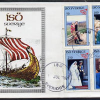 Iso - Sweden 1982 Princess Di's 21st Birthday perf sheetlet containing complete set of 4 values on special cover with first day cancels