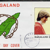 Nagaland 1982 Princess Di's 21st Birthday imperf deluxe sheet (2ch value) on special cover with first day cancels