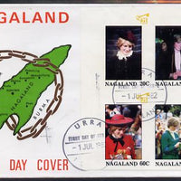Nagaland 1982 Princess Di's 21st Birthday imperf sheetlet containing set of 4 values on special cover with first day cancels