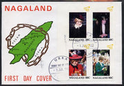 Nagaland 1982 Princess Di's 21st Birthday imperf sheetlet containing set of 4 values on special cover with first day cancels