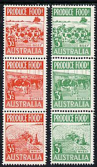 Australia 1953 Food Production set of 6 in 2 se-tenant strips unmounted mint, SG 255-60