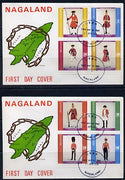 Nagaland 1978 Coronation 25th Anniversary perf set of 8 on 2 special covers with first day cancels