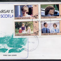 Gairsay 1982 Princess Di's 21st Birthday perf sheetlet containing complete set of 4 values on special cover with first day cancels