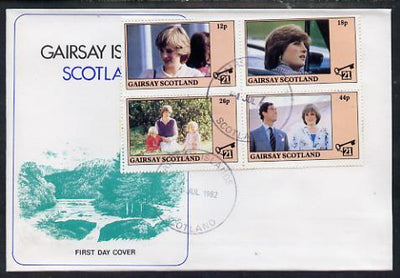 Gairsay 1982 Princess Di's 21st Birthday perf sheetlet containing complete set of 4 values on special cover with first day cancels