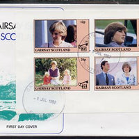 Gairsay 1982 Princess Di's 21st Birthday imperf sheetlet containing complete set of 4 values on special cover with first day cancels