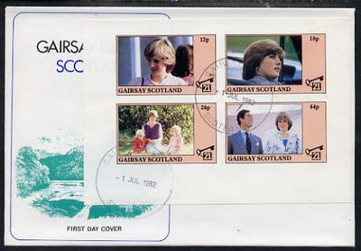 Gairsay 1982 Princess Di's 21st Birthday imperf sheetlet containing complete set of 4 values on special cover with first day cancels
