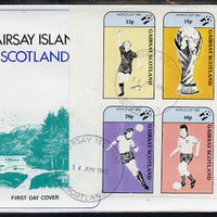 Gairsay 1982 Football World Cup imperf sheetlet containing set of 4 values on special cover with first day cancels