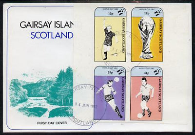 Gairsay 1982 Football World Cup imperf sheetlet containing set of 4 values on special cover with first day cancels