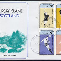 Gairsay 1982 Football World Cup perf sheetlet containing set of 4 values on special cover with first day cancels