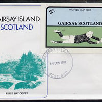 Gairsay 1982 Football World Cup imperf deluxe sheet (£2 value) on special cover with first day cancels
