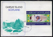 Gairsay 1985 Life & Times of HM Queen Mother imperf deluxe sheet (£2 value) on special cover with first day cancels