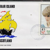 Davaar Island 1982 Princess Di's 21st Birthday imperf souvenir sheet (£1 value) on special cover with first day cancels