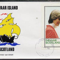 Davaar Island 1982 Princess Di's 21st Birthday imperf deluxe sheet (£2 value) on special cover with first day cancels