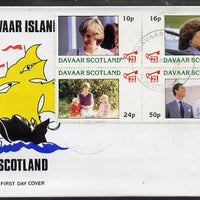 Davaar Island 1982 Princess Di's 21st Birthday perf sheetlet containing complete set of 4 values on special cover with first day cancels