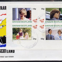 Davaar Island 1982 Princess Di's 21st Birthday imperf sheetlet containing complete set of 4 values on special cover with first day cancels
