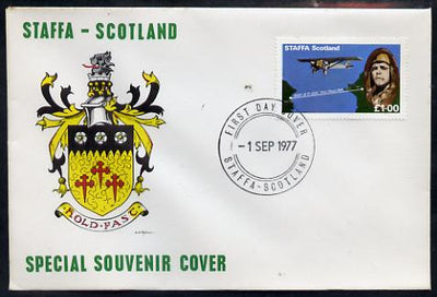 Staffa 1977 Spirit of St Louis £1 (from Lindbergh's Flight Anniversary set) on cover with first day cancel