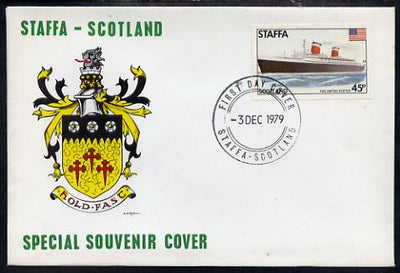 Staffa 1979 Liners & Flags - The United States 45p perf on cover with first day cancel
