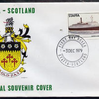 Staffa 1979 Liners & Flags - Queen Elizabeth II 70p perf on cover with first day cancel