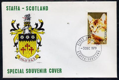 Staffa 1979 Cats - Red Tabby 46p perf on cover with first day cancel