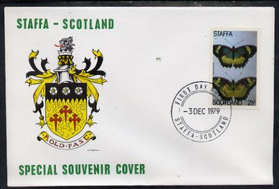 Staffa 1979 Butterflies - Cyane or Zigzag 21p perf on cover with first day cancel