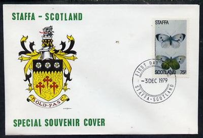 Staffa 1979 Butterflies - Great Garden White 75p perf on cover with first day cancel
