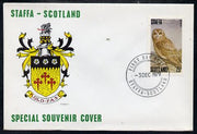 Staffa 1979 Owls - Long-Eared Owl 75p perf on cover with first day cancel