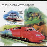 Togo 2013 European High Speed Trains - Alvia imperf s/sheet unmounted mint. Note this item is privately produced and is offered purely on its thematic appeal