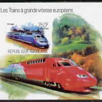 Togo 2013 European High Speed Trains - TGV Duplex imperf s/sheet unmounted mint. Note this item is privately produced and is offered purely on its thematic appeal