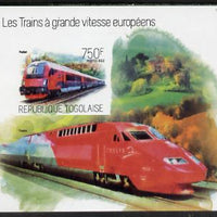 Togo 2013 European High Speed Trains - Railjet imperf s/sheet unmounted mint. Note this item is privately produced and is offered purely on its thematic appeal