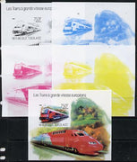 Togo 2013 European High Speed Trains - Railjet s/sheet - the set of 5 imperf progressive proofs comprising the 4 individual colours plus all 4-colour composite, unmounted mint