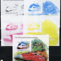 Togo 2013 European High Speed Trains - Ice 3 s/sheet - the set of 5 imperf progressive proofs comprising the 4 individual colours plus all 4-colour composite, unmounted mint