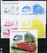 Togo 2013 European High Speed Trains - Ice 3 s/sheet - the set of 5 imperf progressive proofs comprising the 4 individual colours plus all 4-colour composite, unmounted mint