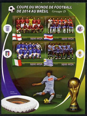 Madagascar 2014 Football World Cup in Brazil - Group D imperf sheetlet containing 4 values unmounted mint