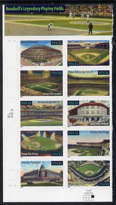 United States 2001 Baseball Fields self adhesive set of 10 unmounted mint SG 3979a