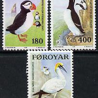 Faroe Islands 1978 Sea Birds (Puffin, Gannet & Guillemot) set of 3 unmounted mint, SG 35-37 (MI 36-38)
