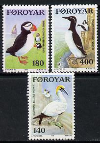 Faroe Islands 1978 Sea Birds (Puffin, Gannet & Guillemot) set of 3 unmounted mint, SG 35-37 (MI 36-38)