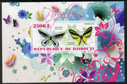 Djibouti 2014 Butterflies #7 imperf souvenir sheet unmounted mint