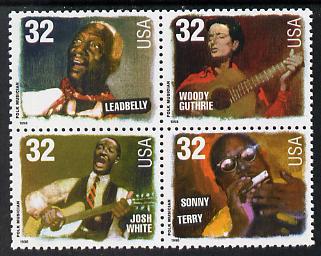 United States 1998 Folk Musicians se-tenant block of 4 unmounted mint, SG 3444a