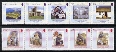 Isle of Man 2004 Manx National Heritage - the Story of Mann perf set of 10 (2 strips of 5) unmounted mint SG 1157-66