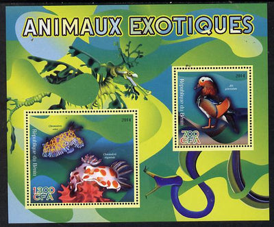 Benin 2014 Exotic Animals - Duck & Sea Slug perf sheetlet containing 2 values unmounted mint