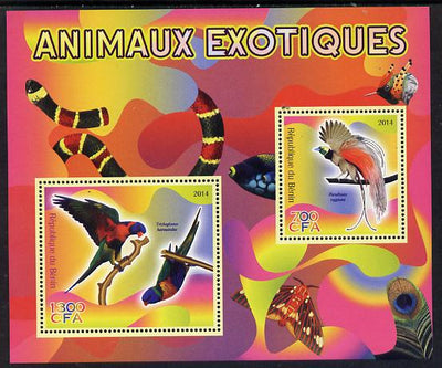 Benin 2014 Exotic Animals - Bird of Paradise & Lorikeet perf sheetlet containing 2 values unmounted mint