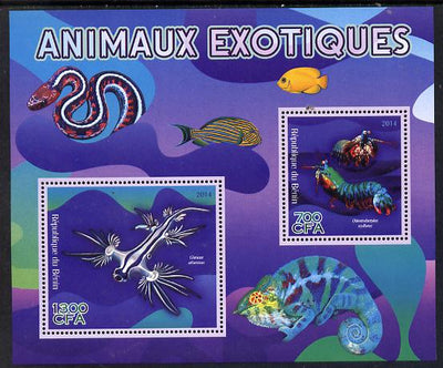 Benin 2014 Exotic Animals - Mantis Shrimp & Sea Slug perf sheetlet containing 2 values unmounted mint