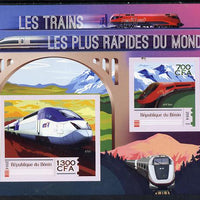 Benin 2014 High Speed Trains imperf sheetlet containing 2 values unmounted mint