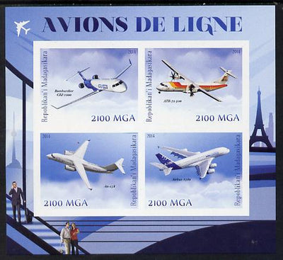Madagascar 2014 Airliners imperf sheetlet containing 4 values unmounted mint