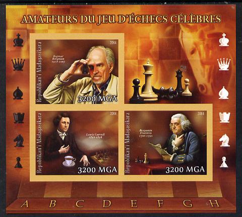 Madagascar 2014 Celebrity Chess Players #1 imperf sheetlet containing 3 values unmounted mint