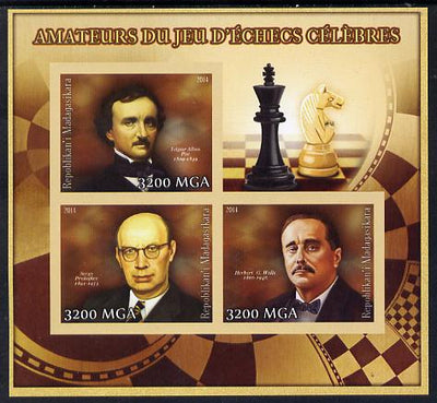 Madagascar 2014 Celebrity Chess Players #3 imperf sheetlet containing 3 values unmounted mint