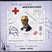 Mali 2014 Great Men of Medicine - Louis Pasteur imperf sheetlet containing 3 values - one diamond shaped & two triangular values unmounted mint